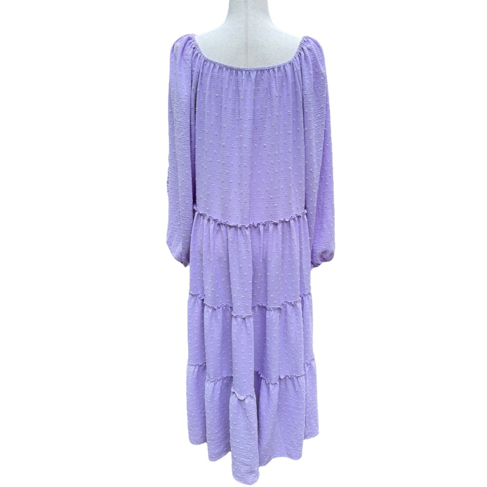 NWT Zoco Lavender Daymaker Dress Boho Maxi Cottagecore Feminine Flowy Chic Tiers - Picture 14 of 15